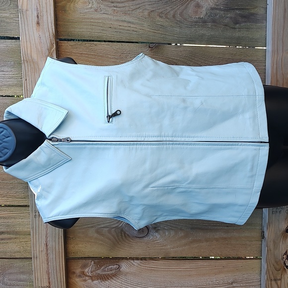 Serrano Leather Vintage Y2K Baby Blue Vest - Picture 1 of 8